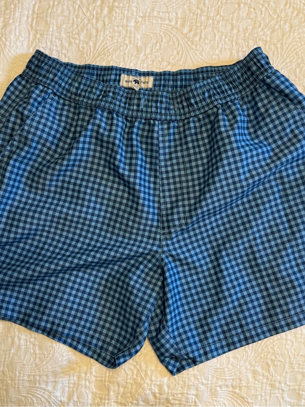 Onward Reserve Blue Gingham Men's Swim Trunks